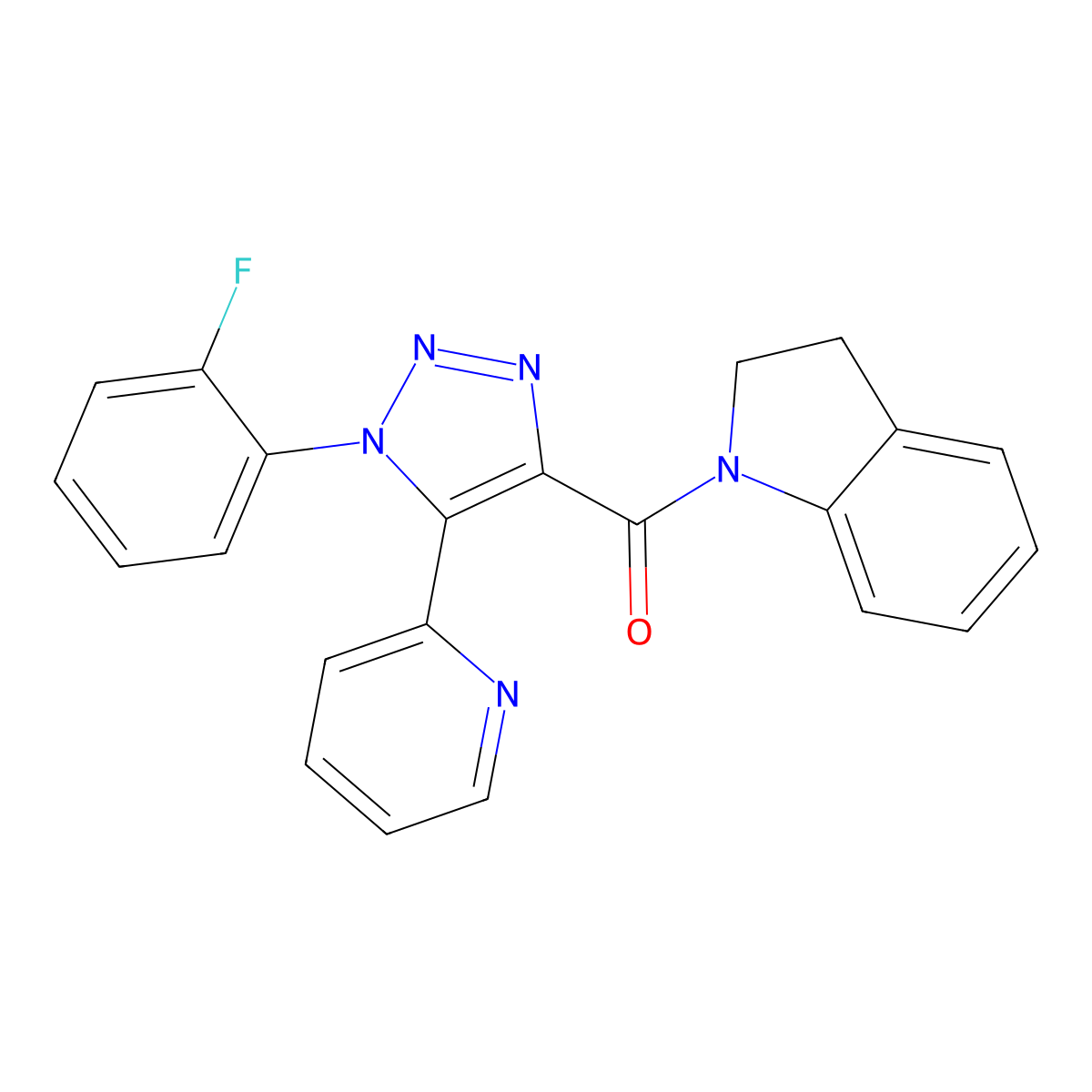 1-{[1-(2-fluorophenyl)-5-pyridin-2-yl-1H-1,2,3-triazol-4-yl]carbonyl}indoline molecular structure, CAS 1396809-05-4