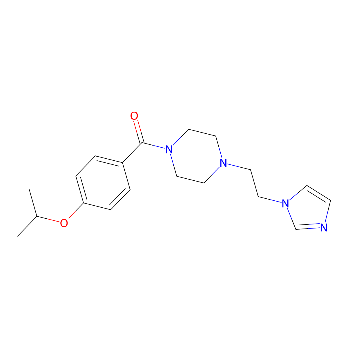 (4-(2-(1H-imidazol-1-yl)ethyl)piperazin-1-yl)(4-isopropoxyphenyl)methanone molecular structure, CAS 1396809-07-6