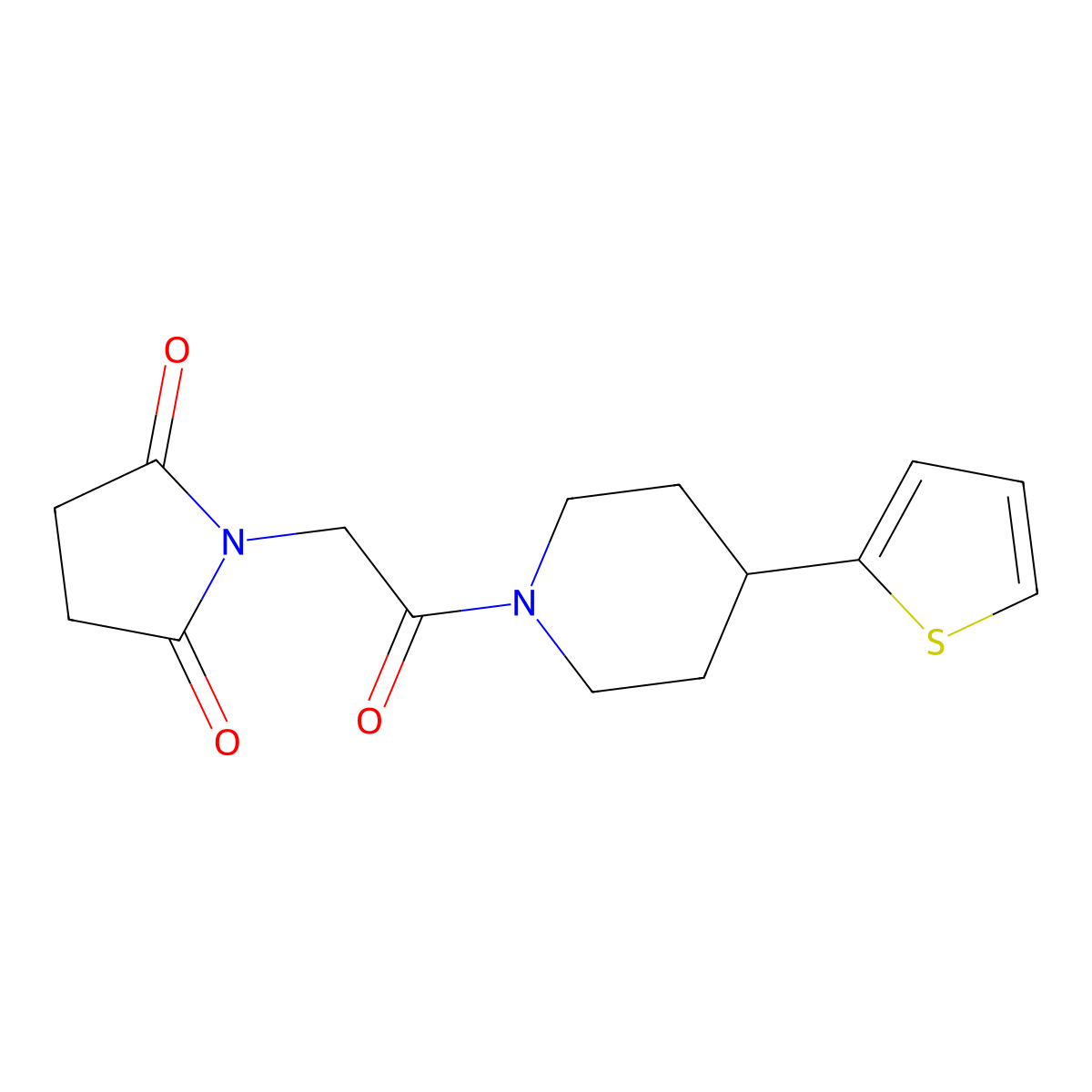 1-{2-Oxo-2-[4-(thiophen-2-yl)piperidin-1-yl]ethyl}pyrrolidine-2,5-dione molecular structure, CAS 1396809-08-7