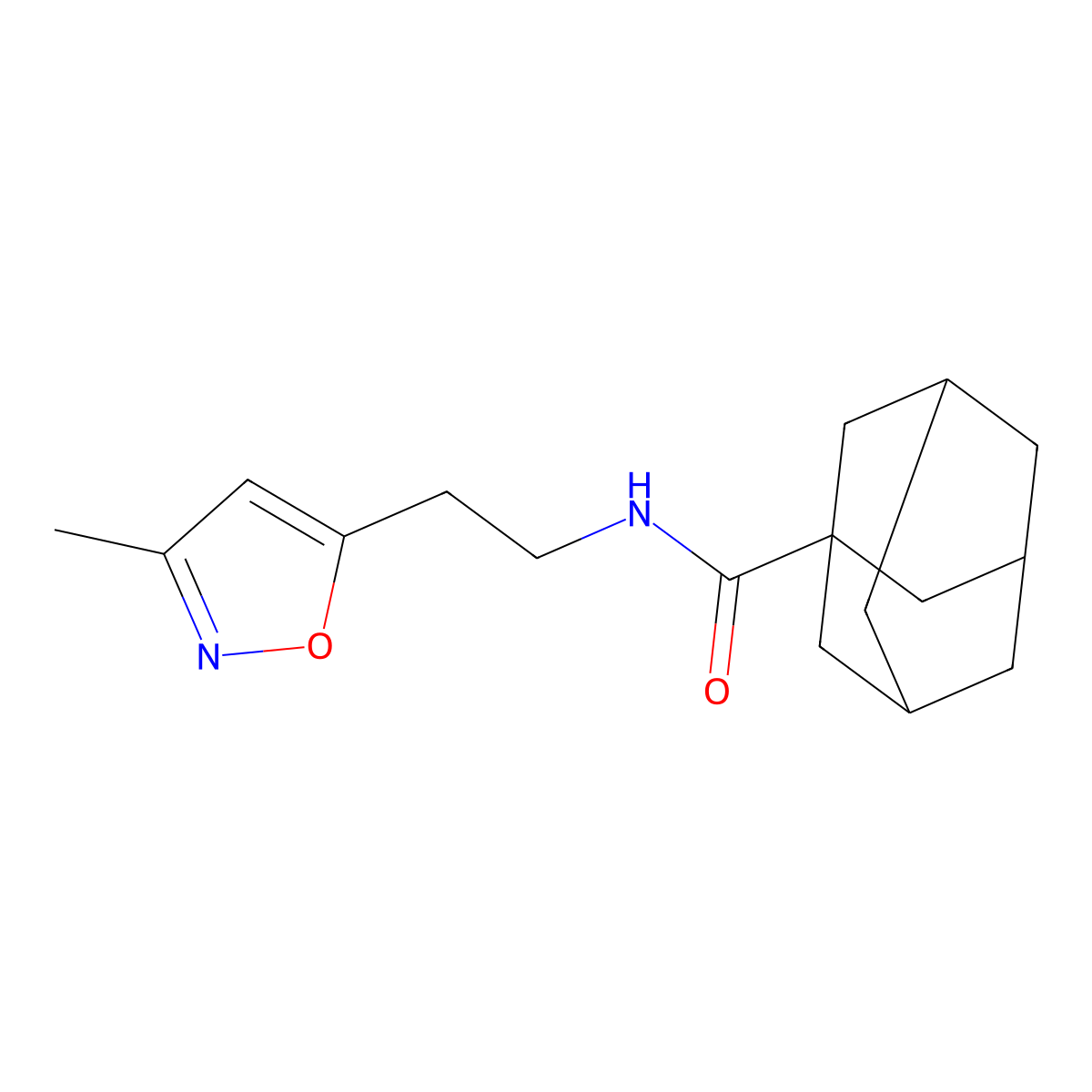 N-[2-(3-methyl-1,2-oxazol-5-yl)ethyl]adamantane-1-carboxamide molecular structure, CAS 1396809-09-8