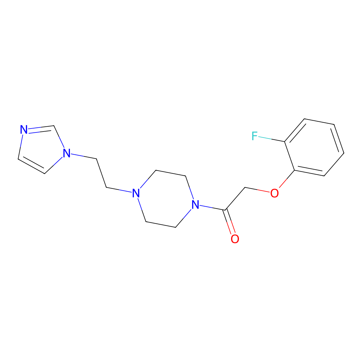 1-(4-(2-(1H-imidazol-1-yl)ethyl)piperazin-1-yl)-2-(2-fluorophenoxy)ethanone molecular structure, CAS 1396809-13-4