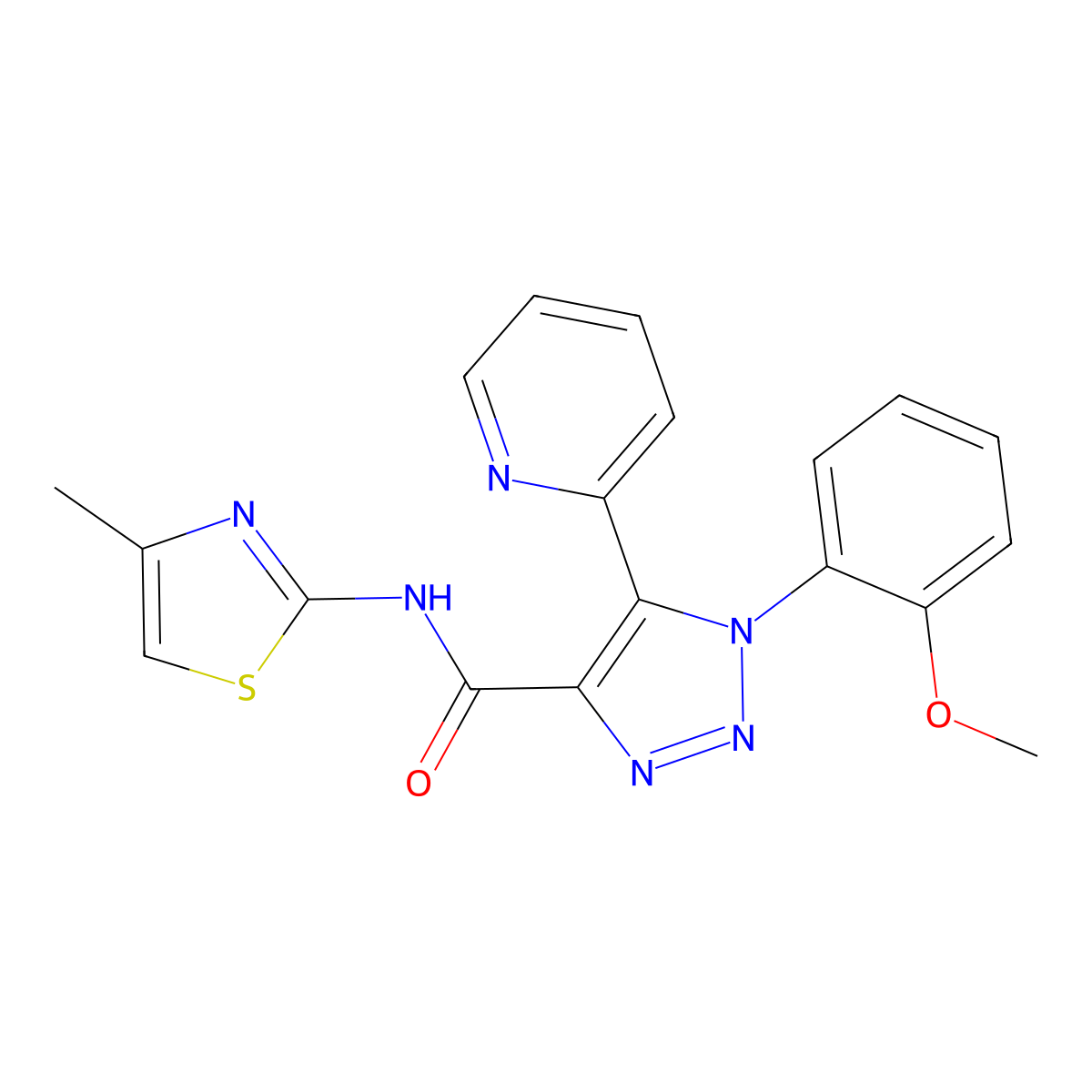 1-(2-methoxyphenyl)-N-(4-methylthiazol-2-yl)-5-(pyridin-2-yl)-1H-1,2,3-triazole-4-carboxamide molecular structure, CAS 1396809-14-5