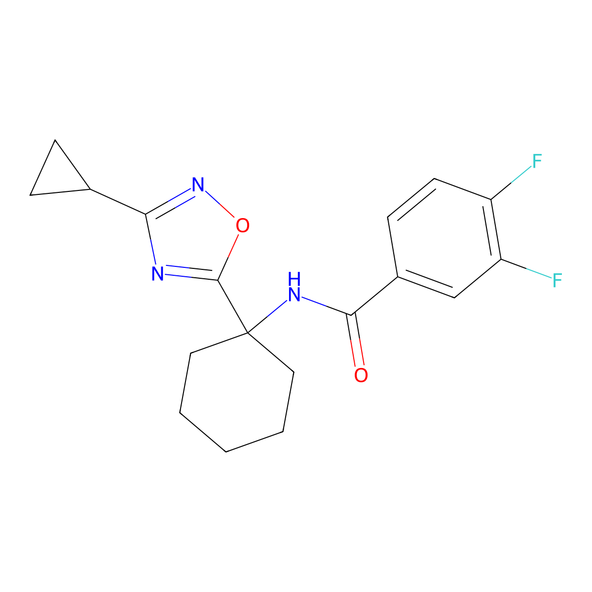 N-[1-(3-cyclopropyl-1,2,4-oxadiazol-5-yl)cyclohexyl]-3,4-difluorobenzamide molecular structure, CAS 1396809-15-6