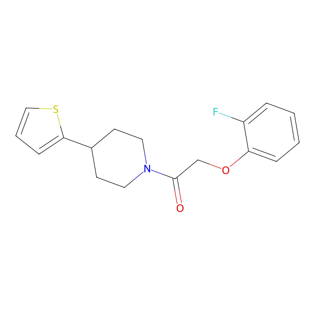 2-(2-Fluorophenoxy)-1-(4-(thiophen-2-yl)piperidin-1-yl)ethanone molecular structure, CAS 1396809-16-7