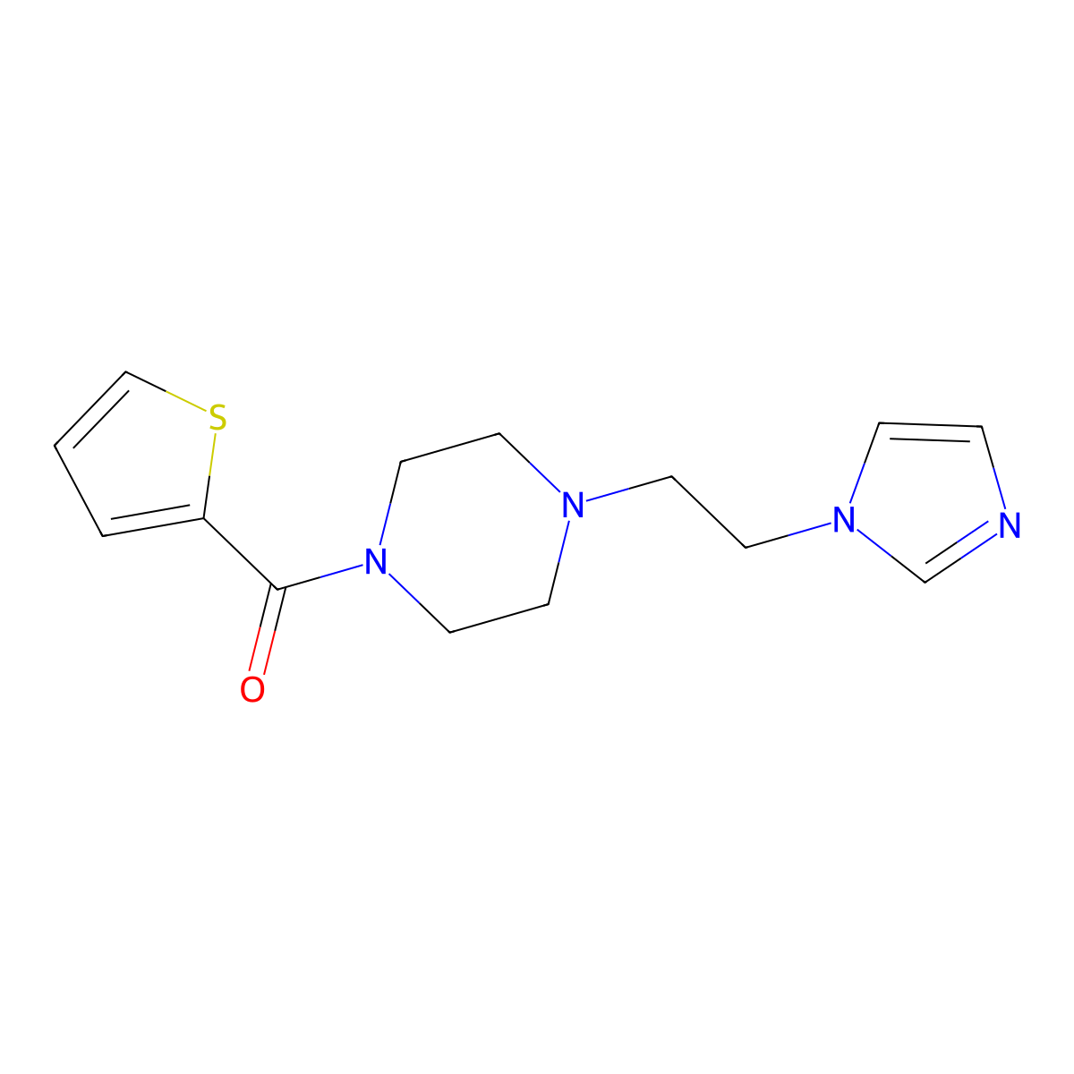 (4-(2-(1H-imidazol-1-yl)ethyl)piperazin-1-yl)(thiophen-2-yl)methanone molecular structure, CAS 1396809-17-8