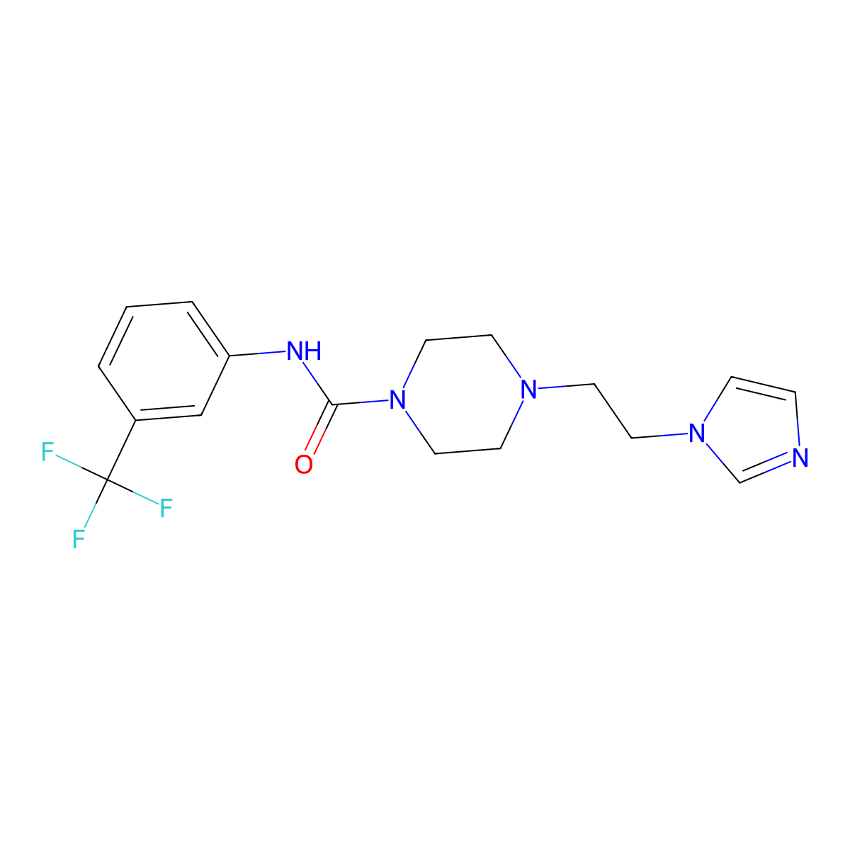 4-(2-(1H-imidazol-1-yl)ethyl)-N-(3-(trifluoromethyl)phenyl)piperazine-1-carboxamide molecular structure, CAS 1396809-18-9