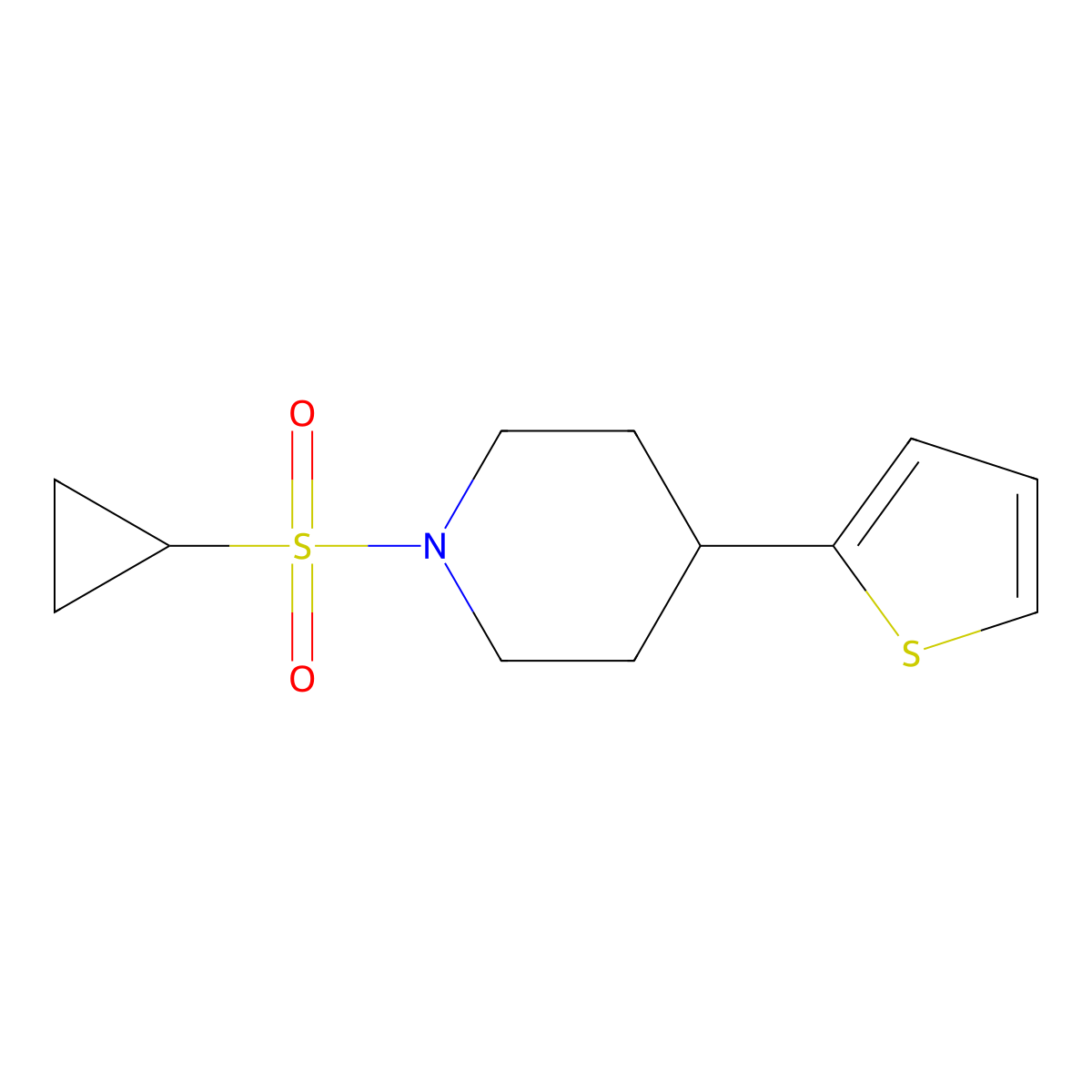 1-(Cyclopropylsulfonyl)-4-(thiophen-2-yl)piperidine molecular structure, CAS 1396809-22-5