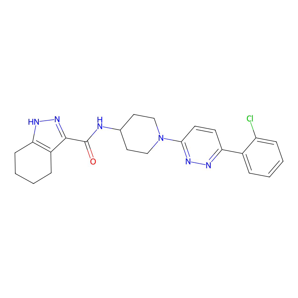 N-{1-[6-(2-chlorophenyl)pyridazin-3-yl]piperidin-4-yl}-4,5,6,7-tetrahydro-1H-indazole-3-carboxamide molecular structure, CAS 1396809-24-7