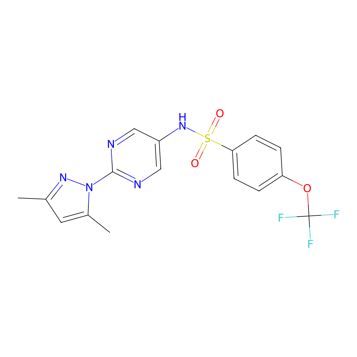 N-(2-(3,5-dimethyl-1H-pyrazol-1-yl)pyrimidin-5-yl)-4-(trifluoromethoxy)benzenesulfonamide molecular structure, CAS 1396809-28-1