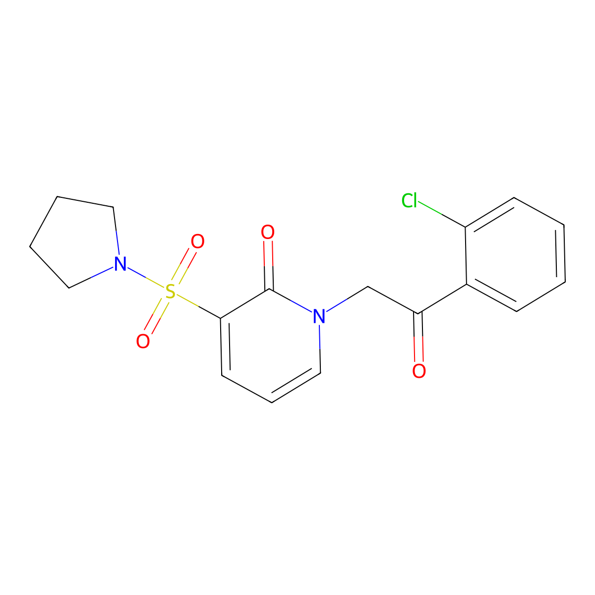 1-(2-(2-chlorophenyl)-2-oxoethyl)-3-(pyrrolidin-1-ylsulfonyl)pyridin-2(1H)-one molecular structure, CAS 1396809-31-6