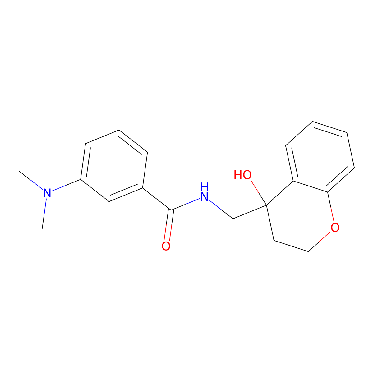 3-(dimethylamino)-N-((4-hydroxychroman-4-yl)methyl)benzamide molecular structure, CAS 1396809-33-8