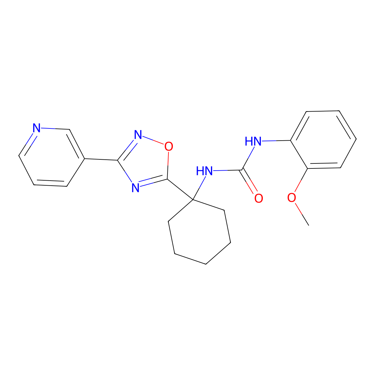 1-(2-Methoxyphenyl)-3-{1-[3-(pyridin-3-yl)-1,2,4-oxadiazol-5-yl]cyclohexyl}urea molecular structure, CAS 1396809-34-9