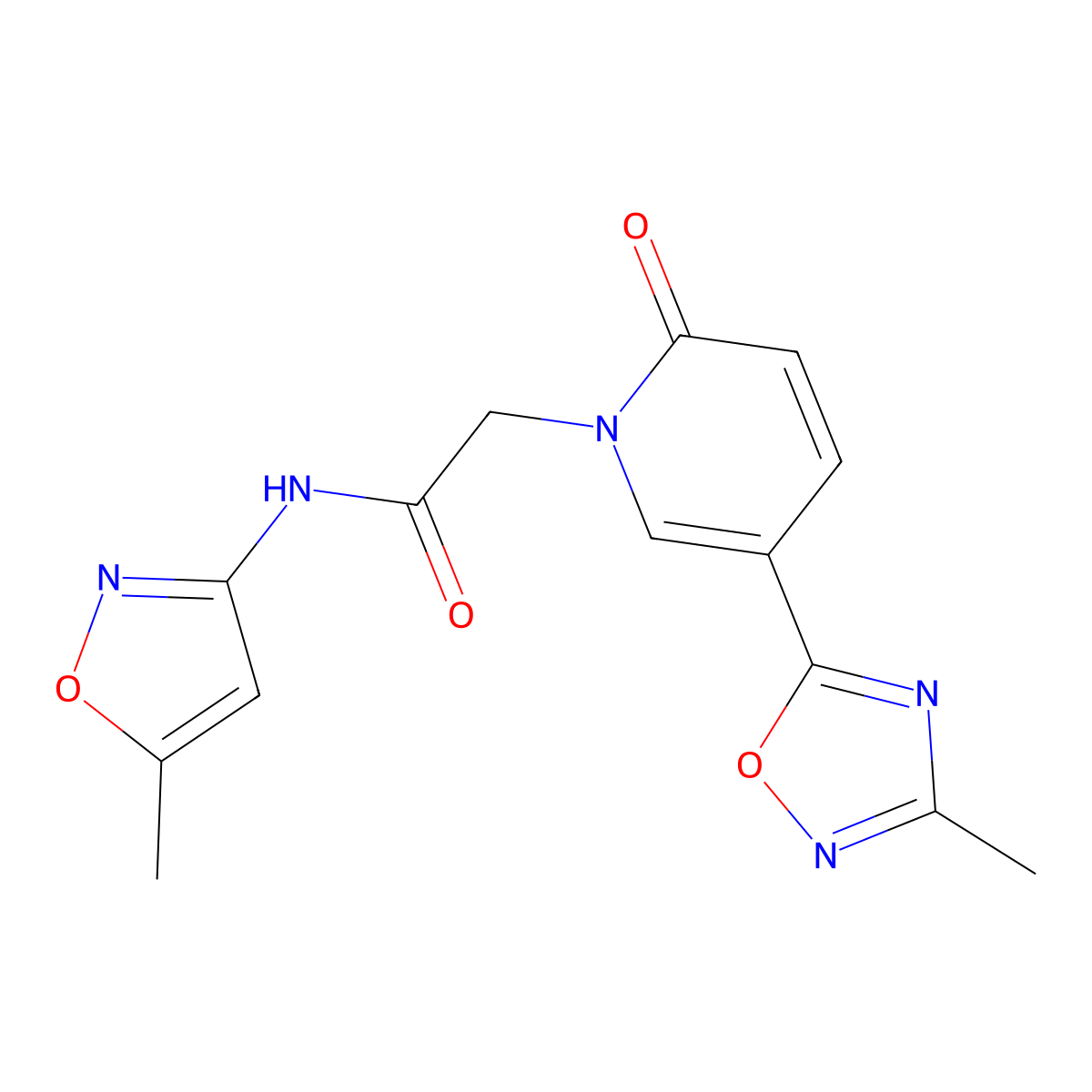 2-(5-(3-methyl-1,2,4-oxadiazol-5-yl)-2-oxopyridin-1(2H)-yl)-N-(5-methylisoxazol-3-yl)acetamide molecular structure, CAS 1396809-36-1