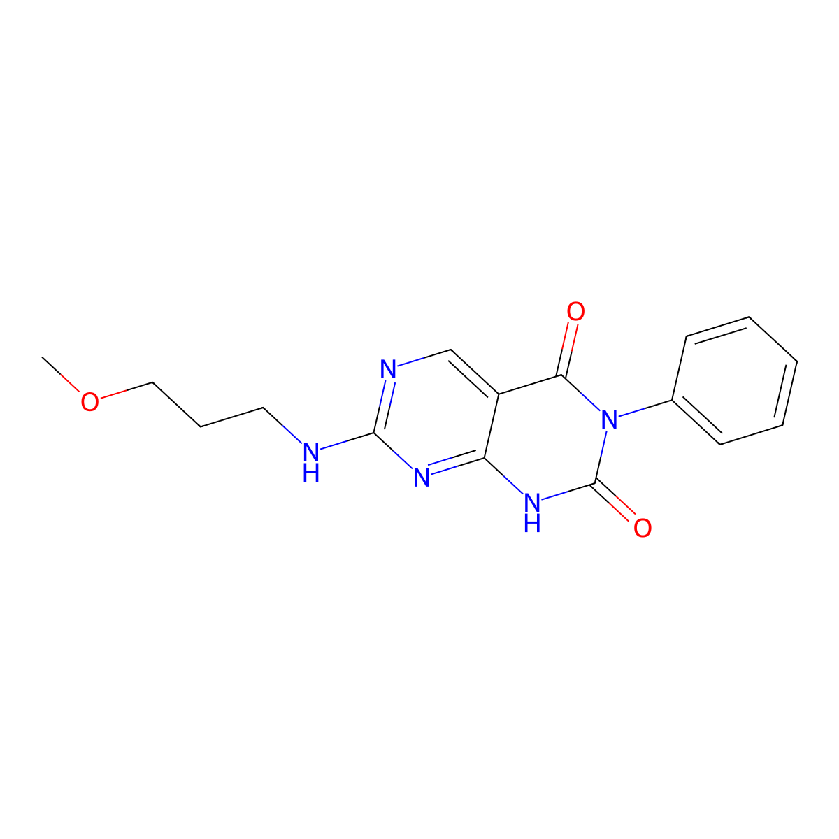 7-[(3-methoxypropyl)amino]-3-phenylpyrimido[4,5-d]pyrimidine-2,4(1H,3H)-dione molecular structure, CAS 1396809-49-6