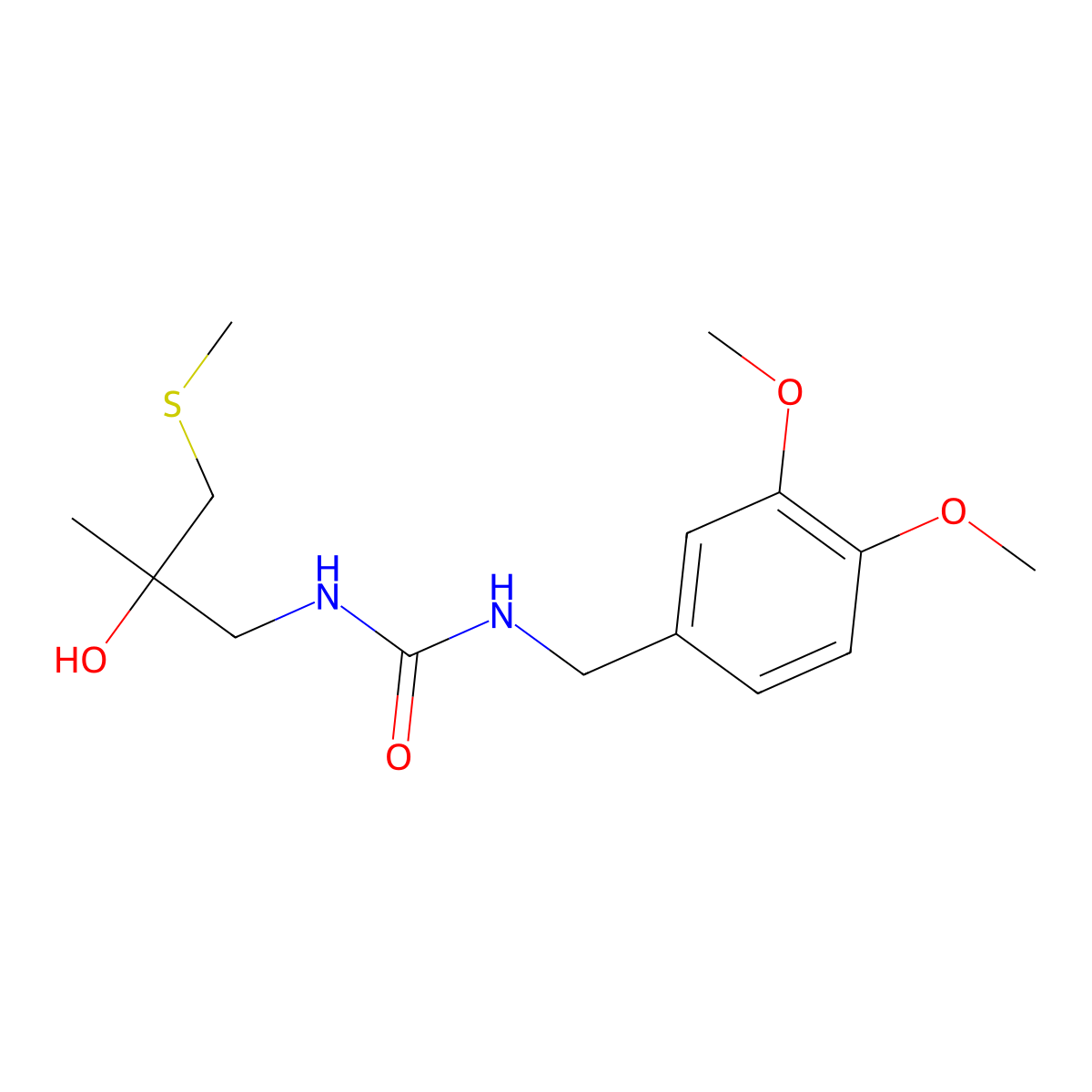 1-(3,4-Dimethoxybenzyl)-3-(2-hydroxy-2-methyl-3-(methylthio)propyl)urea molecular structure, CAS 1396809-57-6