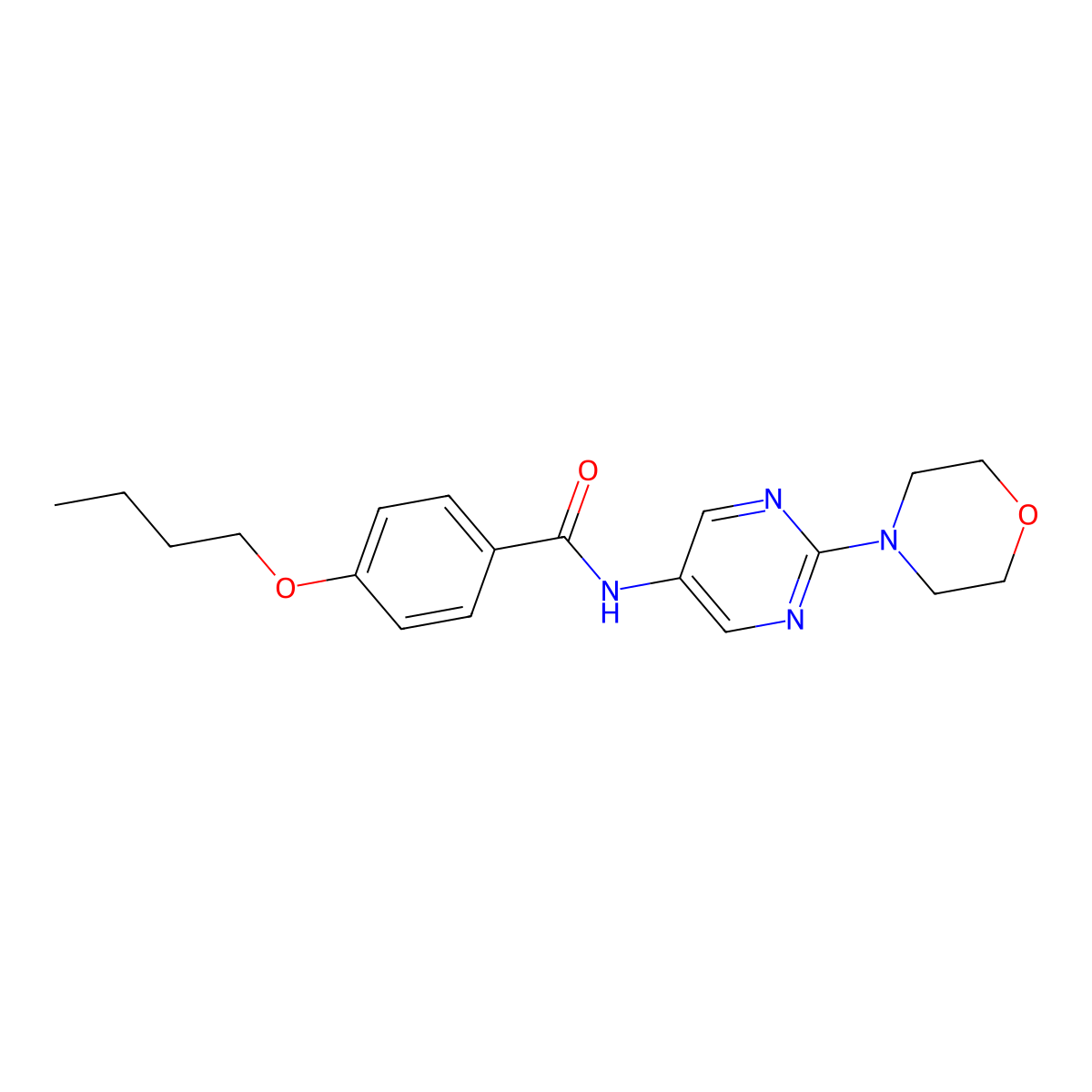 4-butoxy-N-(2-morpholinopyrimidin-5-yl)benzamide molecular structure, CAS 1396809-58-7