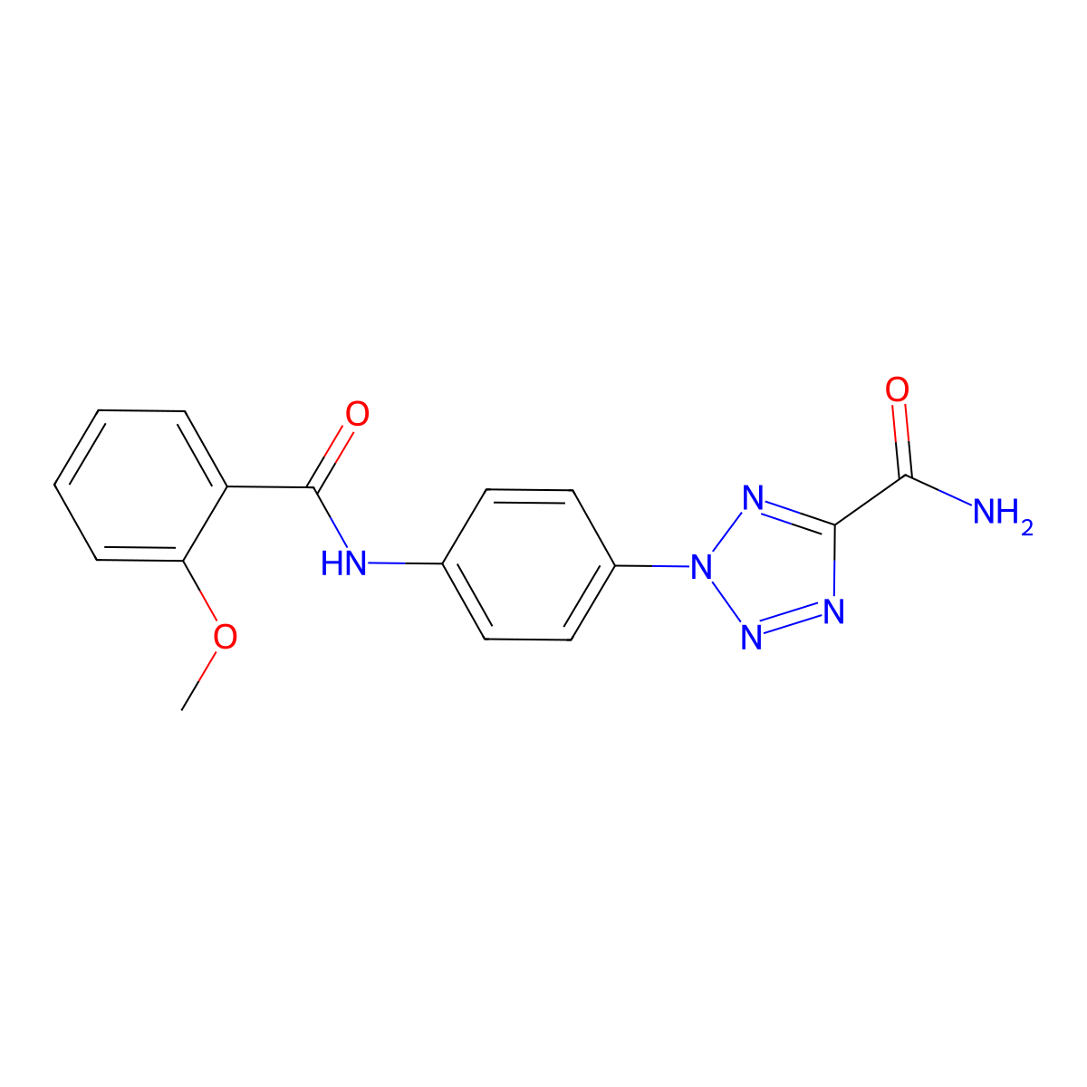 2-(4-(2-methoxybenzamido)phenyl)-2H-tetrazole-5-carboxamide molecular structure, CAS 1396809-59-8