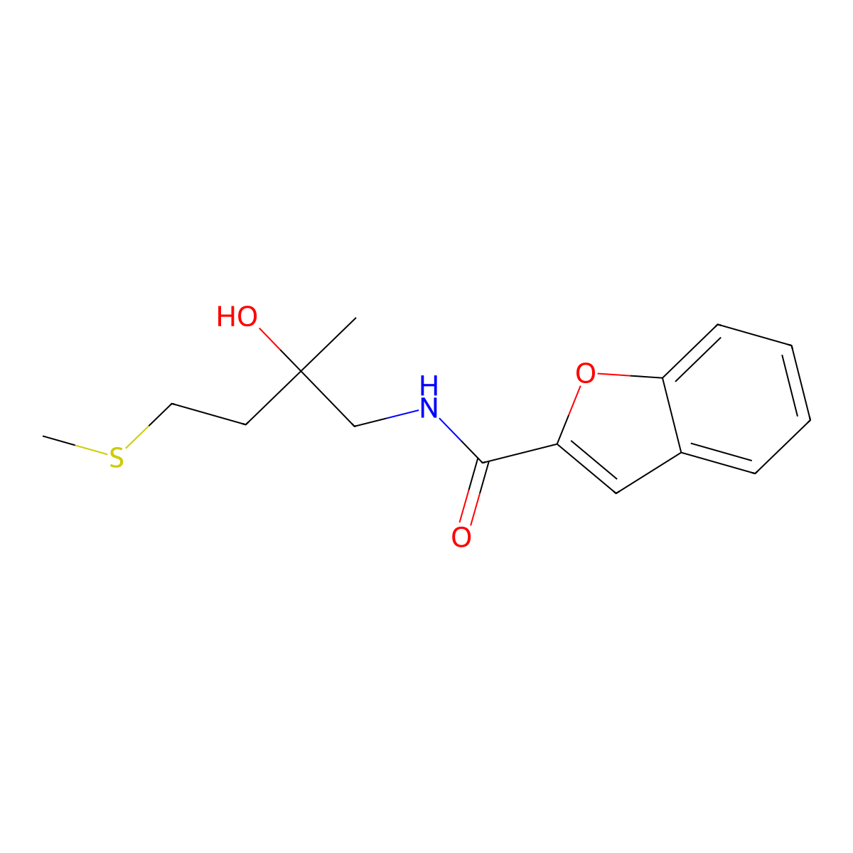 N-(2-hydroxy-2-methyl-4-(methylthio)butyl)benzofuran-2-carboxamide molecular structure, CAS 1396809-60-1