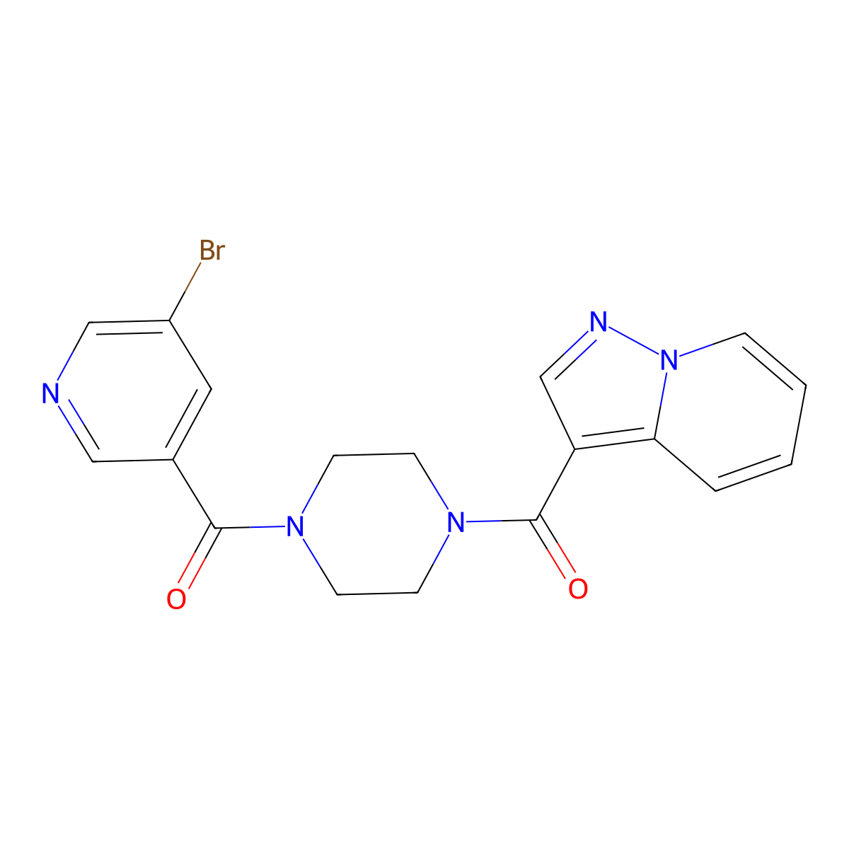(4-(5-Bromonicotinoyl)piperazin-1-yl)(pyrazolo[1,5-a]pyridin-3-yl)methanone molecular structure, CAS 1396809-73-6
