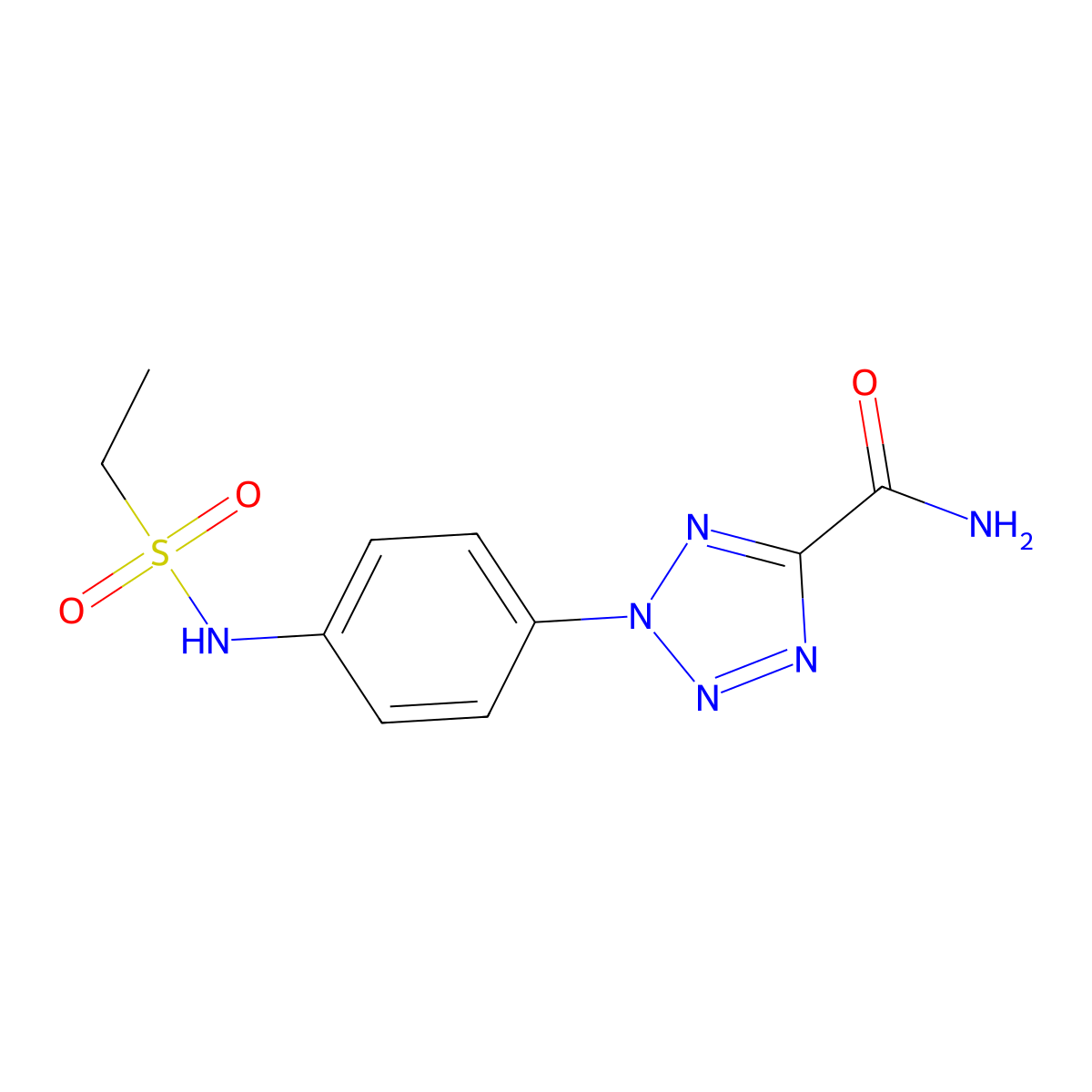 2-(4-(ethylsulfonamido)phenyl)-2H-tetrazole-5-carboxamide molecular structure, CAS 1396809-75-8