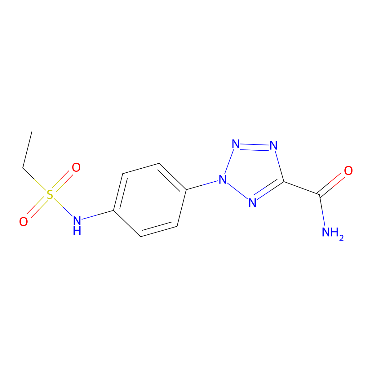2-(4-(ethylsulfonamido)phenyl)-2H-tetrazole-5-carboxamide molecular structure, CAS 1396809-75-8