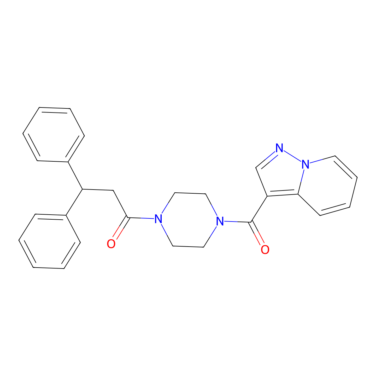3,3-Diphenyl-1-(4-{pyrazolo[1,5-a]pyridine-3-carbonyl}piperazin-1-yl)propan-1-one molecular structure, CAS 1396809-78-1