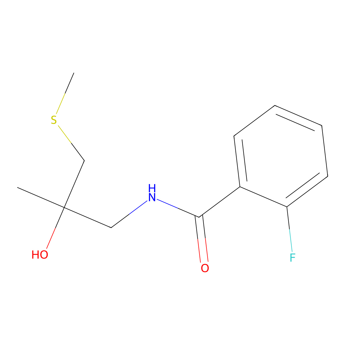 2-fluoro-N-(2-hydroxy-2-methyl-3-(methylthio)propyl)benzamide molecular structure, CAS 1396809-80-5