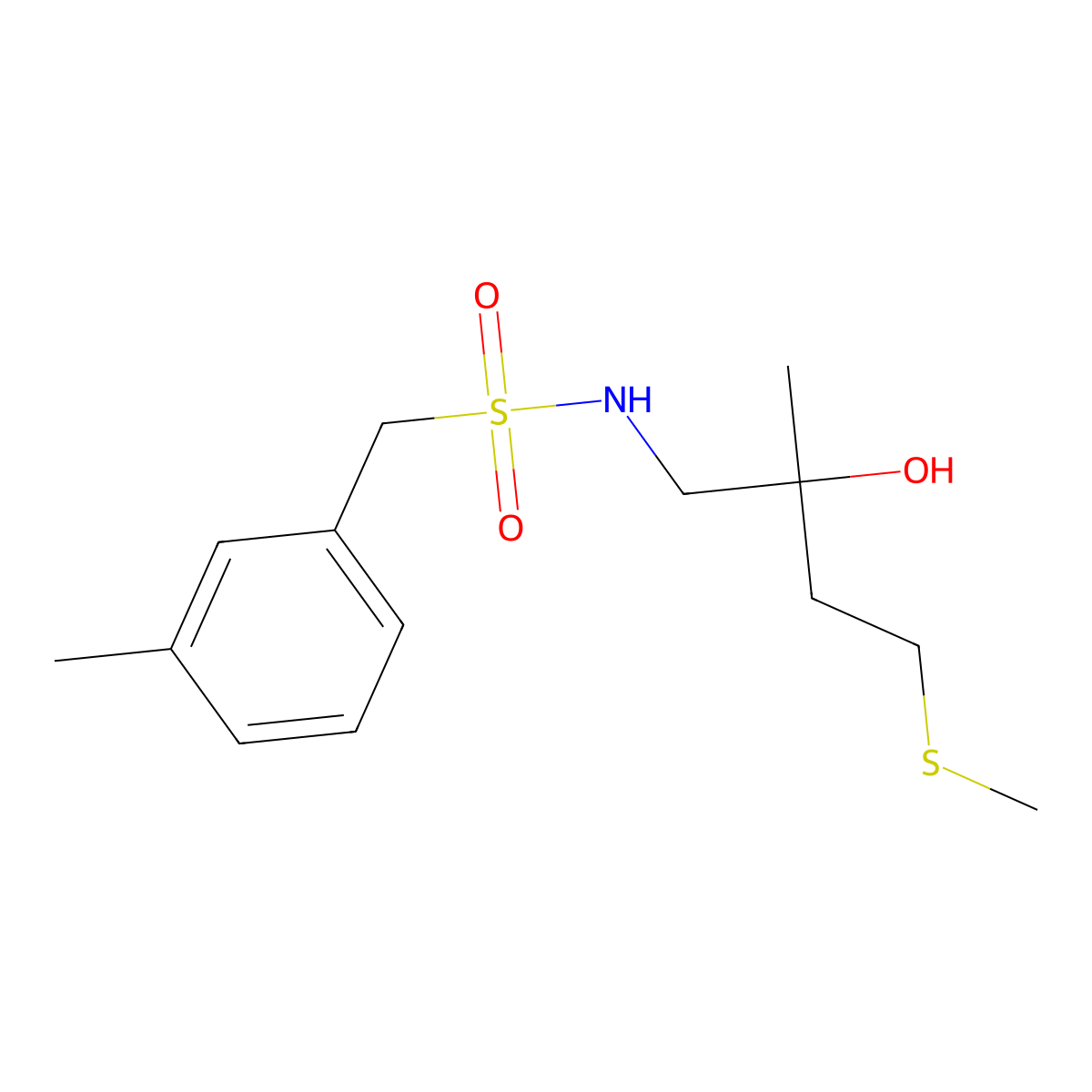 N-(2-hydroxy-2-methyl-4-(methylthio)butyl)-1-(m-tolyl)methanesulfonamide molecular structure, CAS 1396809-81-6