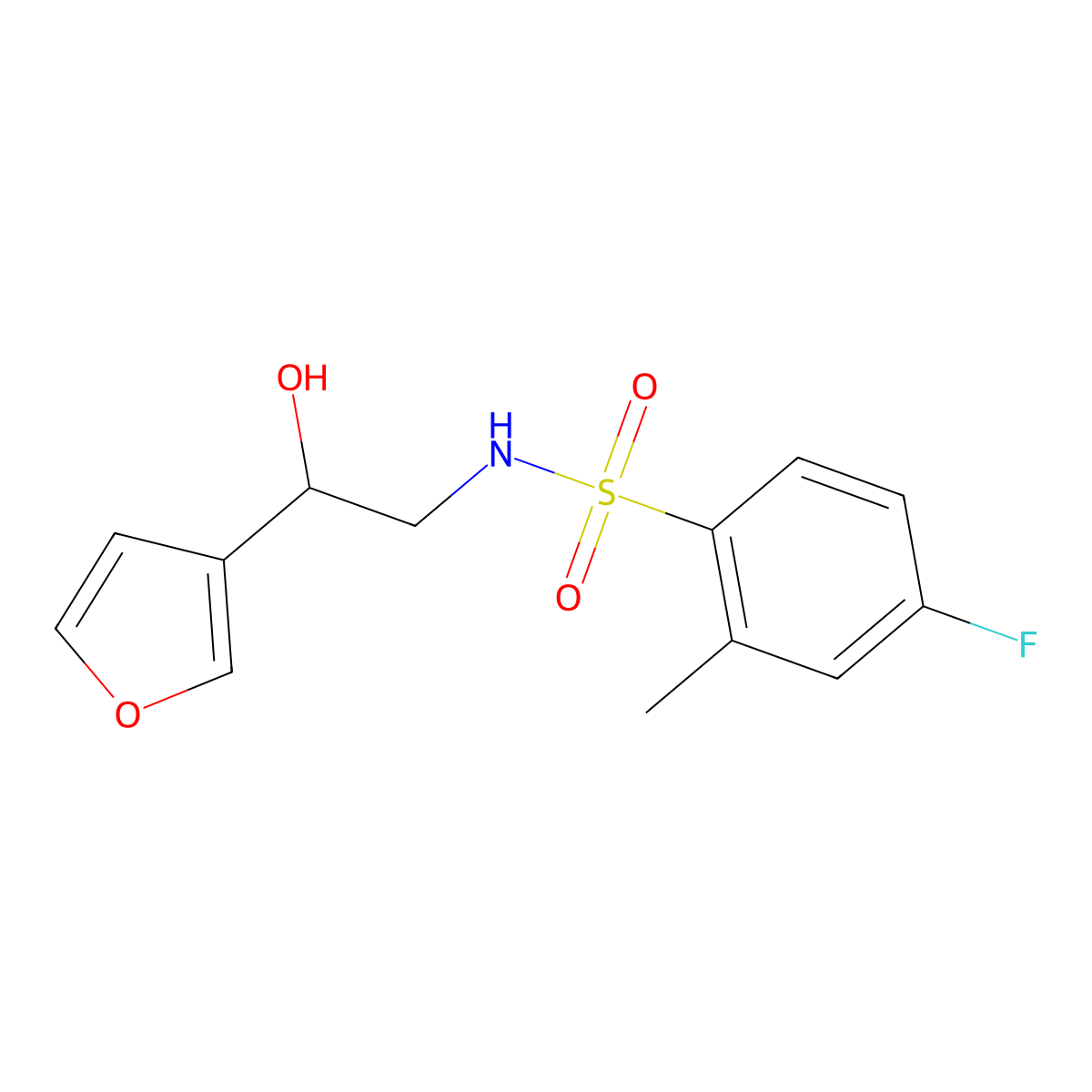 4-fluoro-N-(2-(furan-3-yl)-2-hydroxyethyl)-2-methylbenzenesulfonamide molecular structure, CAS 1396809-83-8