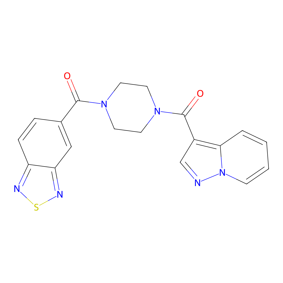 Benzo[c][1,2,5]thiadiazol-5-yl(4-(pyrazolo[1,5-a]pyridine-3-carbonyl)piperazin-1-yl)methanone molecular structure, CAS 1396809-89-4
