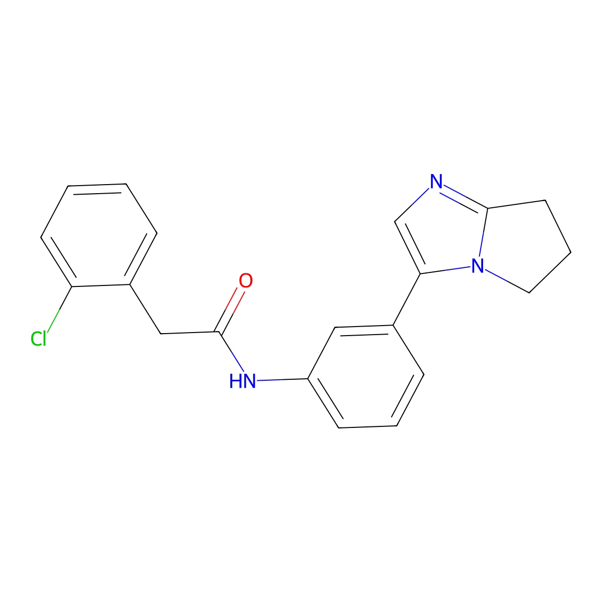 2-(2-chlorophenyl)-N-(3-(6,7-dihydro-5H-pyrrolo[1,2-a]imidazol-3-yl)phenyl)acetamide molecular structure, CAS 1396810-02-8