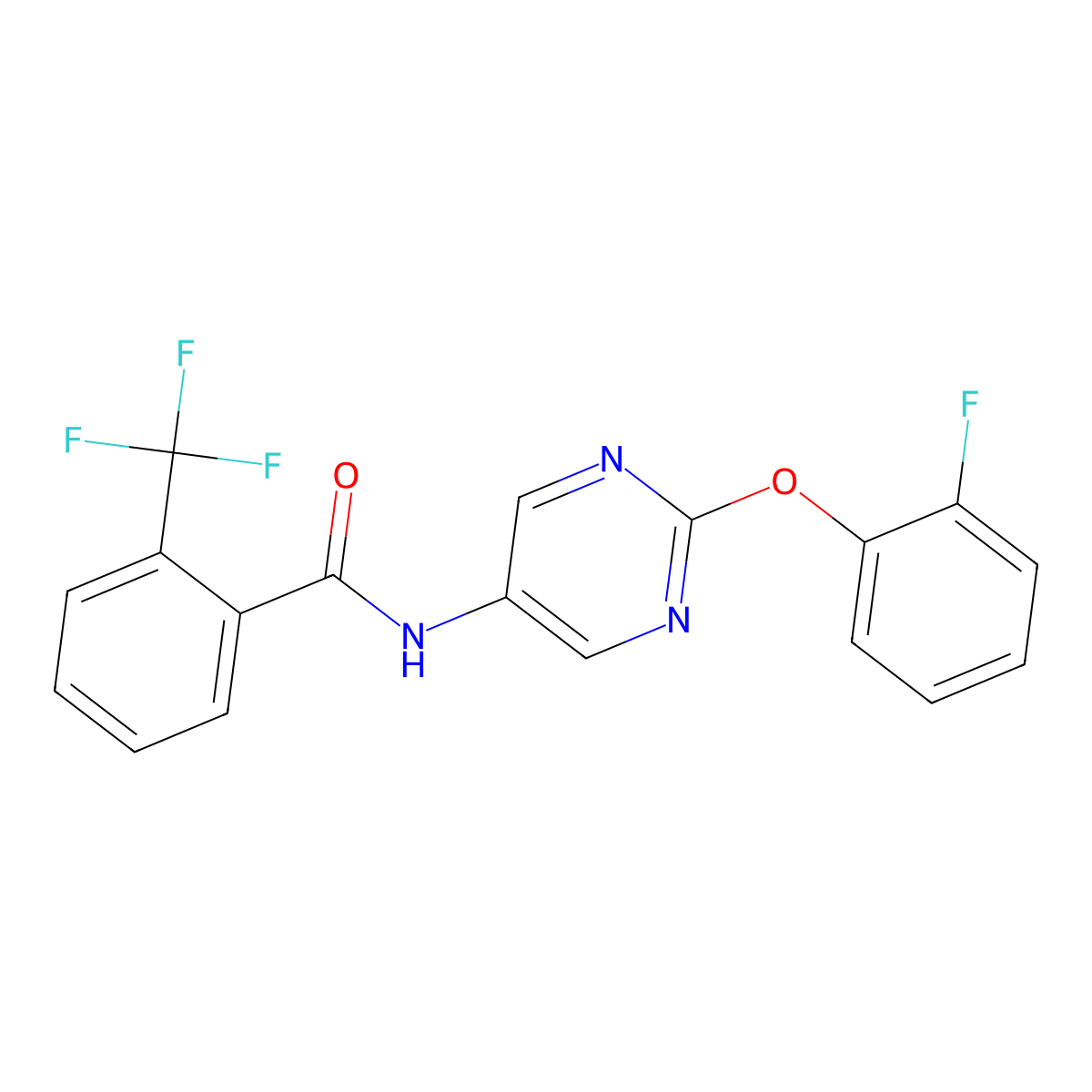 N-(2-(2-fluorophenoxy)pyrimidin-5-yl)-2-(trifluoromethyl)benzamide molecular structure, CAS 1396810-05-1