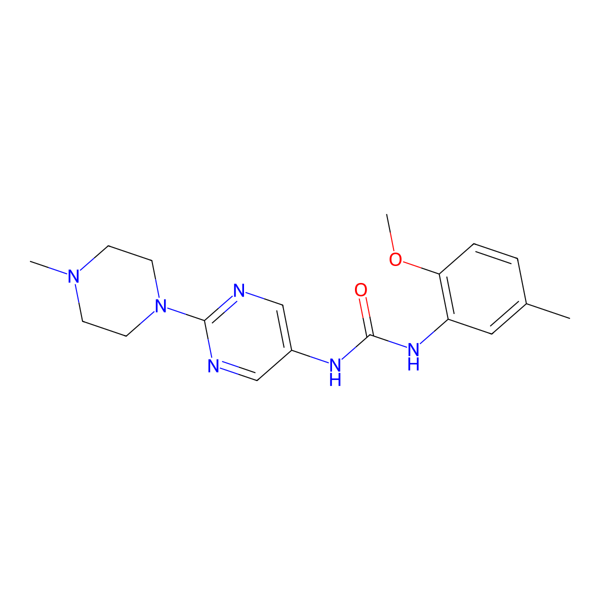 1-(2-Methoxy-5-methylphenyl)-3-[2-(4-methylpiperazin-1-yl)pyrimidin-5-yl]urea molecular structure, CAS 1396810-06-2