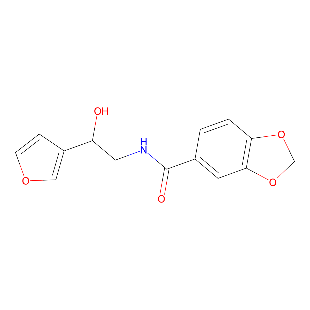 N-(2-(furan-3-yl)-2-hydroxyethyl)benzo[d][1,3]dioxole-5-carboxamide molecular structure, CAS 1396810-09-5