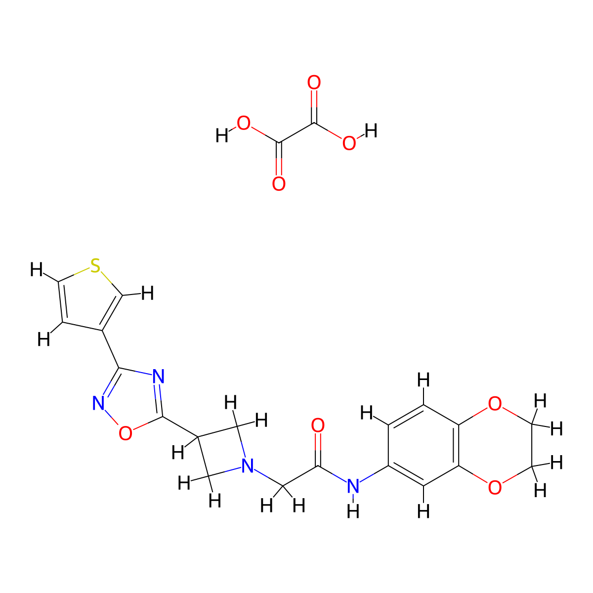 N-(2,3-dihydrobenzo[b][1,4]dioxin-6-yl)-2-(3-(3-(thiophen-3-yl)-1,2,4-oxadiazol-5-yl)azetidin-1-yl)acetamide oxalate molecular structure, CAS 1396810-14-2