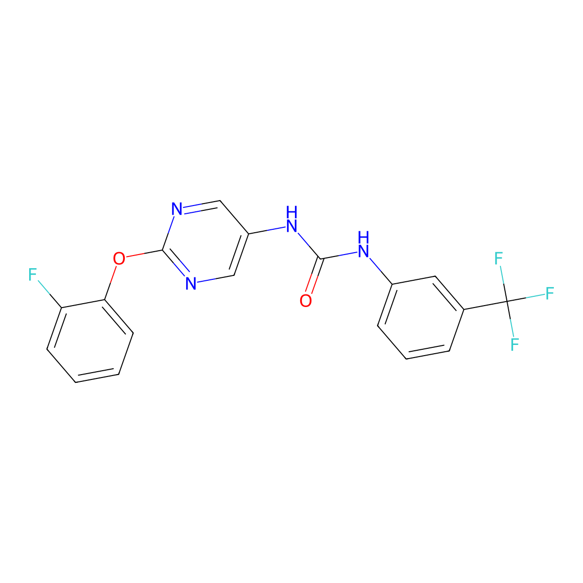 1-(2-(2-Fluorophenoxy)pyrimidin-5-yl)-3-(3-(trifluoromethyl)phenyl)urea molecular structure, CAS 1396810-19-7
