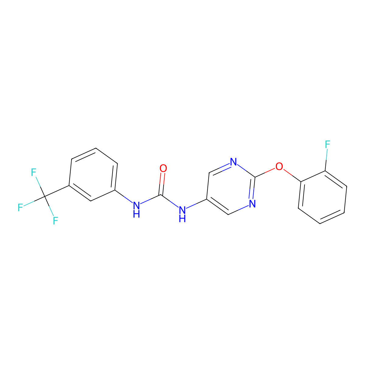 1-(2-(2-Fluorophenoxy)pyrimidin-5-yl)-3-(3-(trifluoromethyl)phenyl)urea molecular structure, CAS 1396810-19-7