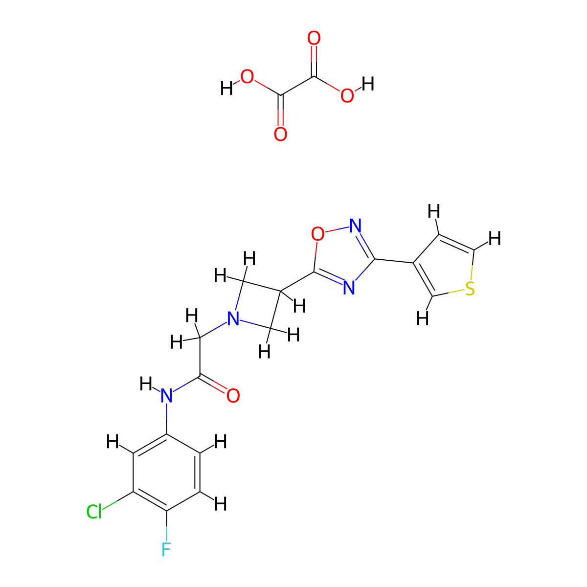 N-(3-chloro-4-fluorophenyl)-2-(3-(3-(thiophen-3-yl)-1,2,4-oxadiazol-5-yl)azetidin-1-yl)acetamide oxalate molecular structure, CAS 1396810-22-2