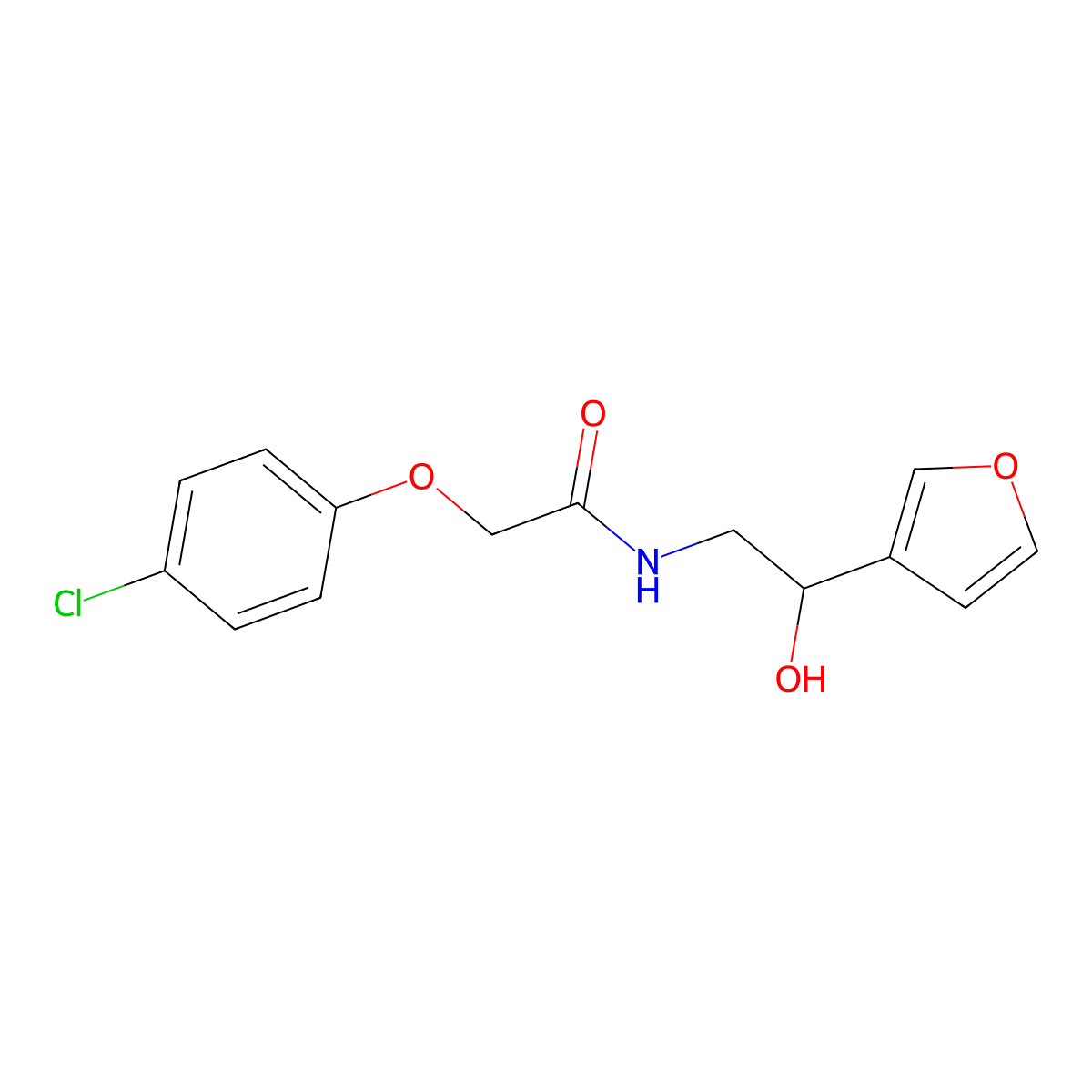 2-(4-chlorophenoxy)-N-[2-(furan-3-yl)-2-hydroxyethyl]acetamide molecular structure, CAS 1396810-24-4