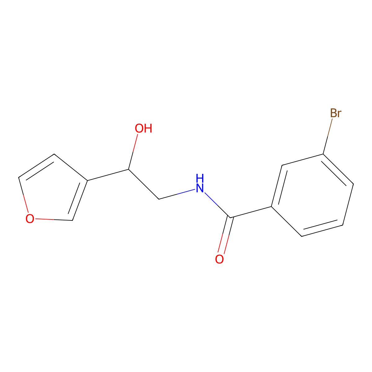 3-bromo-N-[2-(furan-3-yl)-2-hydroxyethyl]benzamide molecular structure, CAS 1396810-28-8