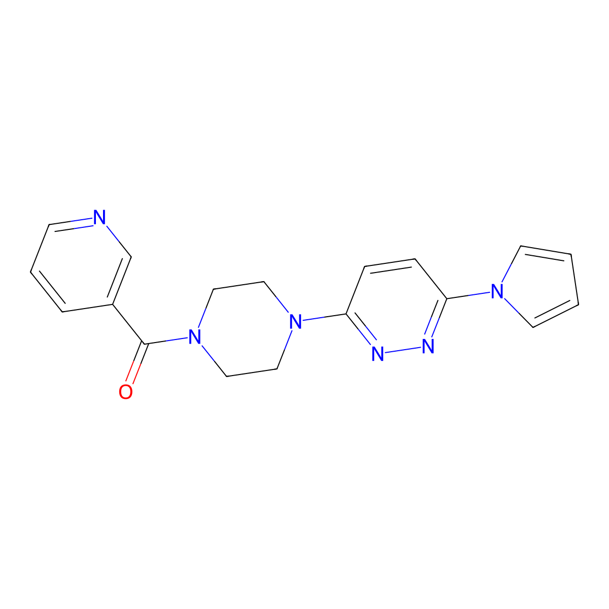 (4-(6-(1H-pyrrol-1-yl)pyridazin-3-yl)piperazin-1-yl)(pyridin-3-yl)methanone molecular structure, CAS 1396810-32-4