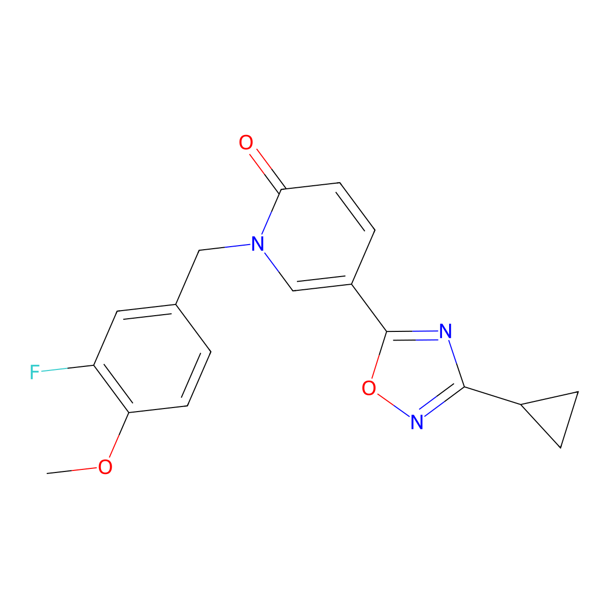 5-(3-cyclopropyl-1,2,4-oxadiazol-5-yl)-1-(3-fluoro-4-methoxybenzyl)pyridin-2(1H)-one molecular structure, CAS 1396810-71-1