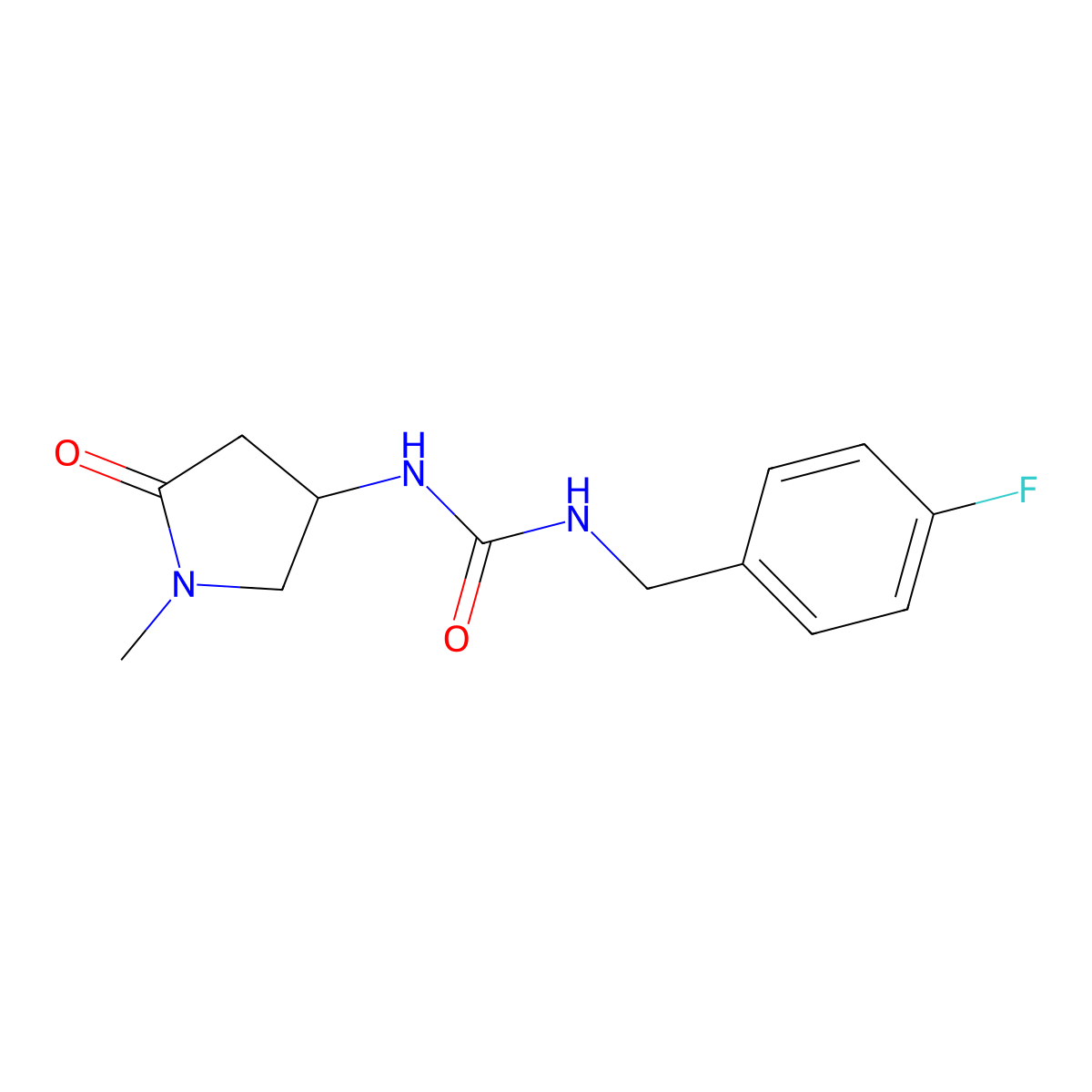 1-(4-Fluorobenzyl)-3-(1-methyl-5-oxopyrrolidin-3-yl)urea molecular structure, CAS 1396810-73-3
