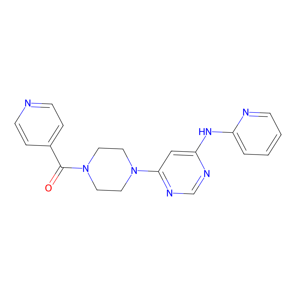 (4-(6-(Pyridin-2-ylamino)pyrimidin-4-yl)piperazin-1-yl)(pyridin-4-yl)methanone molecular structure, CAS 1396810-76-6