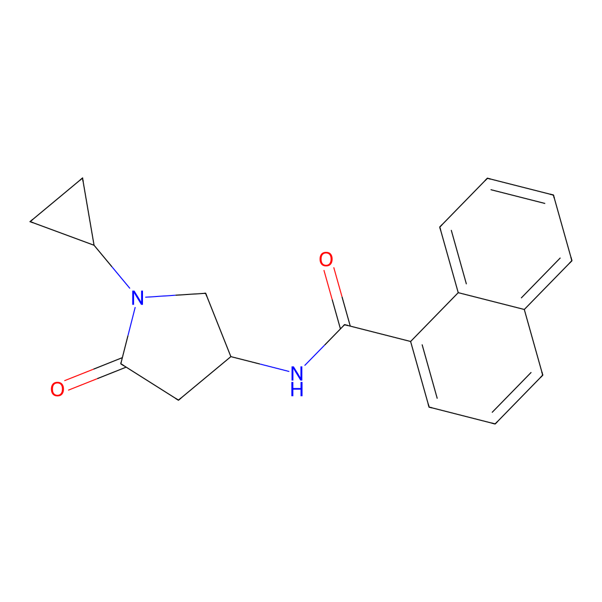 N-(1-cyclopropyl-5-oxopyrrolidin-3-yl)naphthalene-1-carboxamide molecular structure, CAS 1396810-80-2