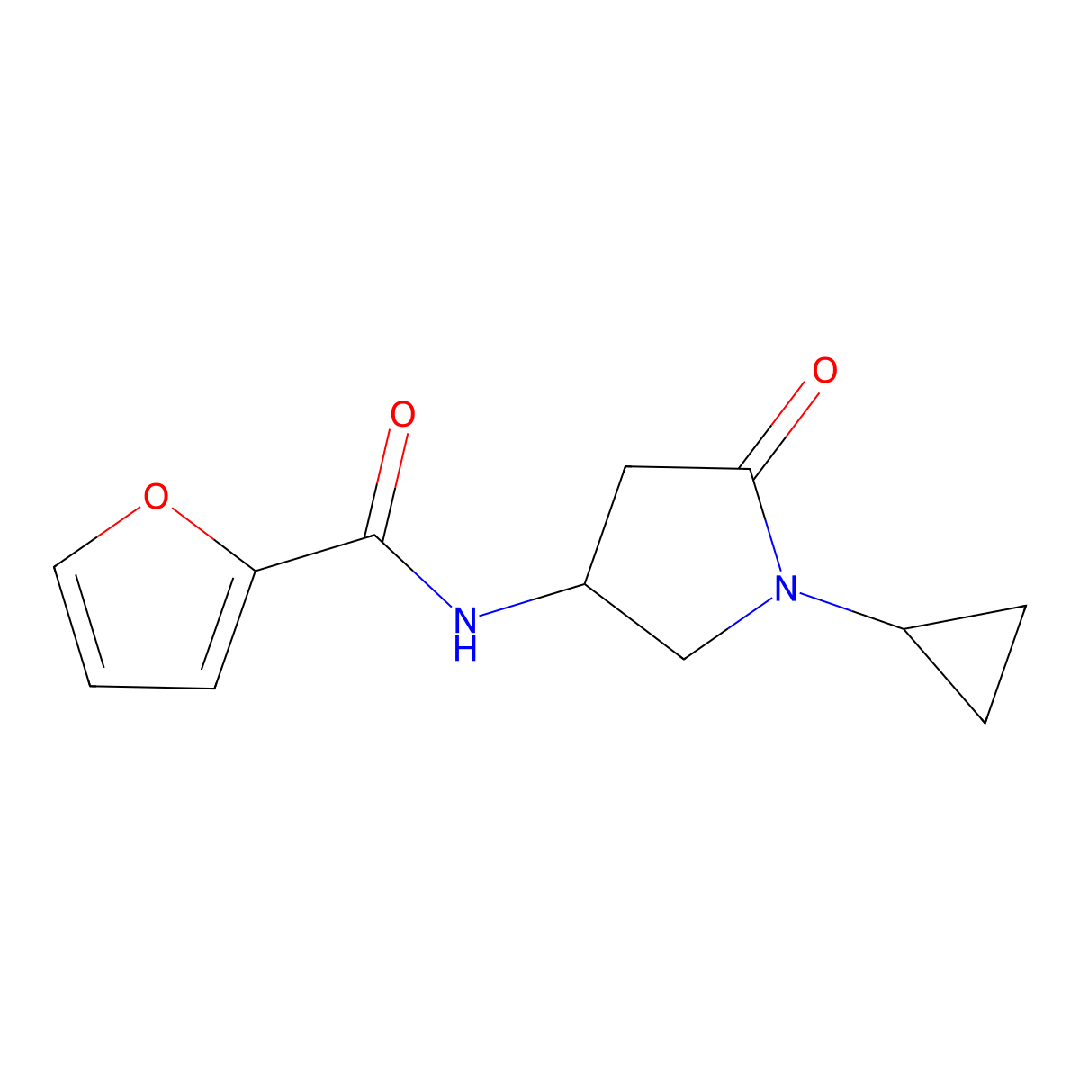 N-(1-cyclopropyl-5-oxopyrrolidin-3-yl)furan-2-carboxamide molecular structure, CAS 1396810-83-5
