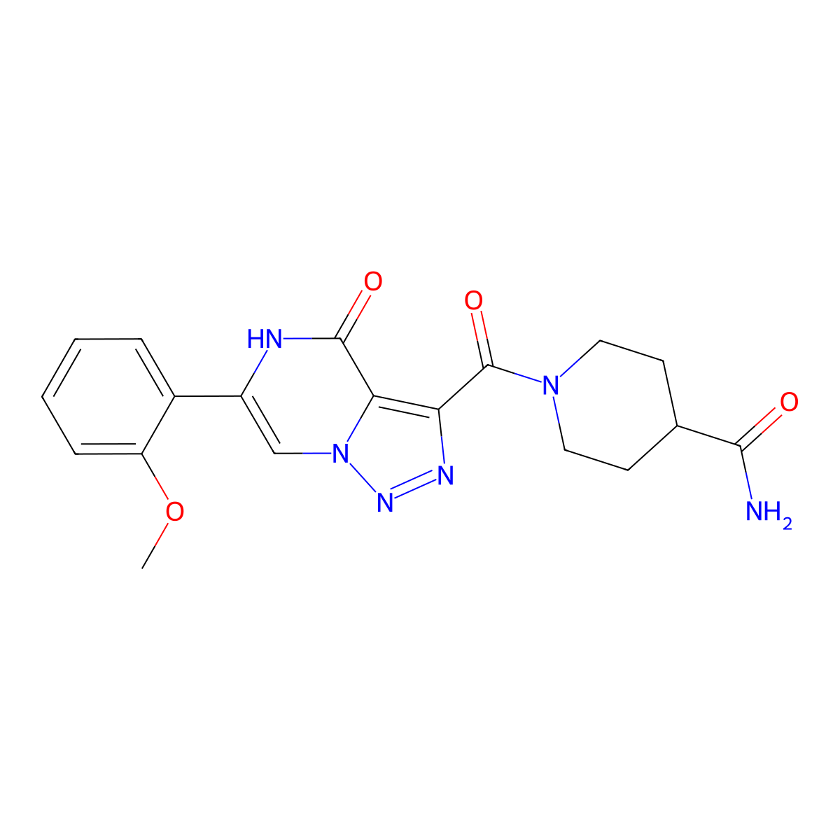 1-{[6-(2-Methoxyphenyl)-4-oxo-4,5-dihydro[1,2,3]triazolo[1,5-a]pyrazin-3-yl]carbonyl}piperidine-4-carboxamide molecular structure, CAS 1396810-86-8
