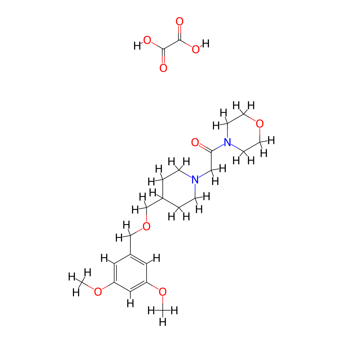 2-(4-(((3,5-Dimethoxybenzyl)oxy)methyl)piperidin-1-yl)-1-morpholinoethanone oxalate molecular structure, CAS 1396810-90-4
