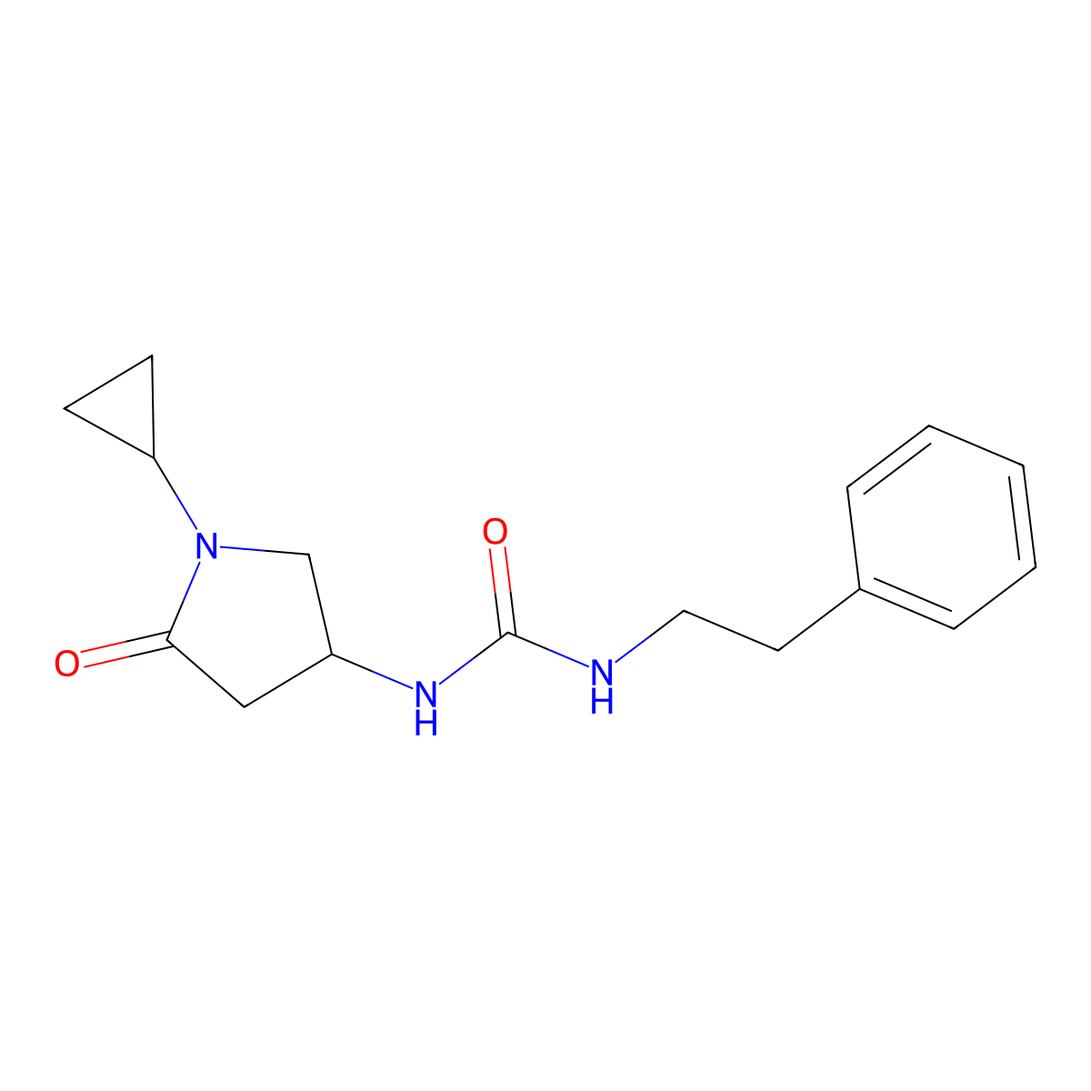 1-(1-Cyclopropyl-5-oxopyrrolidin-3-yl)-3-phenethylurea molecular structure, CAS 1396810-91-5