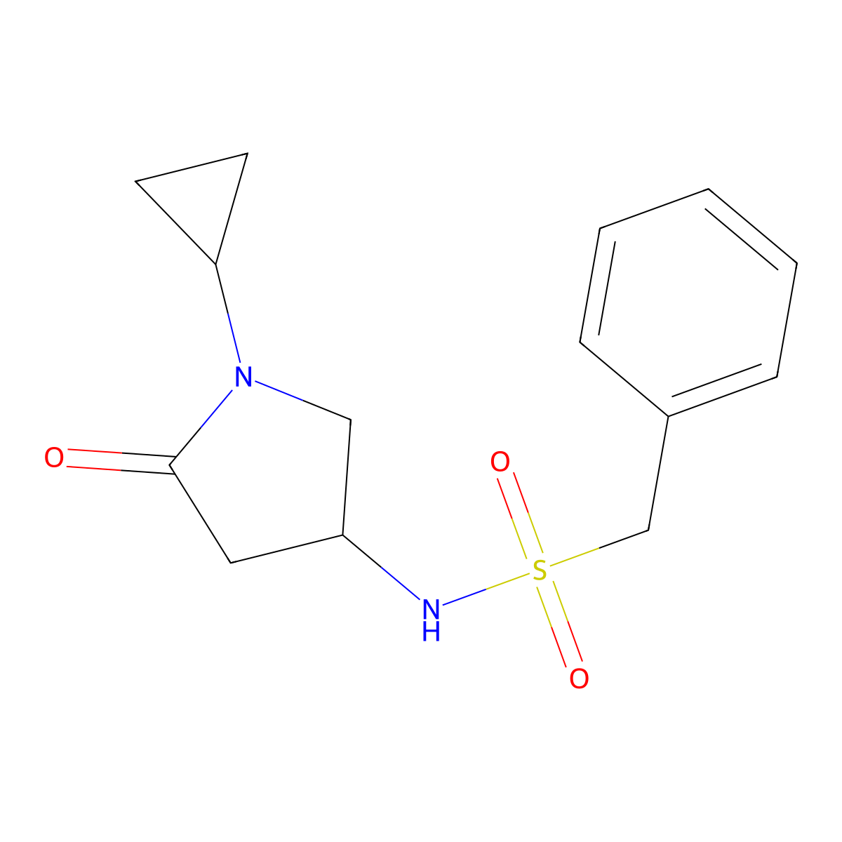 N-(1-cyclopropyl-5-oxopyrrolidin-3-yl)-1-phenylmethanesulfonamide molecular structure, CAS 1396810-96-0
